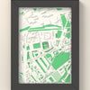 3D Tynecastle Park Map Framed - 3D printed Tynecastle Park map in a black wooden A5 frame, lit from the side