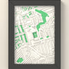 3D Upton Park Map Framed - 3D printed Upton Park lost ground map in a black wooden A5 frame, lit from the side