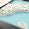 3D Valletta Map Framed - Close-up across the 3D Valletta map showing the raised streets and buildings