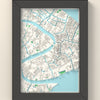 3D Venice Map Framed - 3D printed Venice map in a black wooden A5 frame, lit from the side