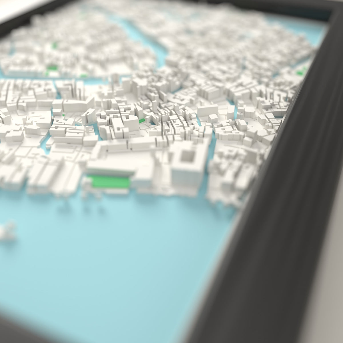 3D Venice Map Framed - Close-up across the 3D Venice map showing the raised streets and buildings