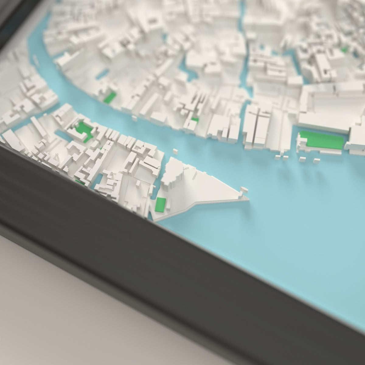 3D Venice Map Framed - Close-up of the raised streets of Venice on the 3D printed map