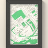 3D Vicarage Road Map Framed - 3D printed Vicarage Road map in a black wooden A5 frame, lit from the side