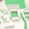 3D Vicarage Road Map Framed - Vicarage Road on the 3D printed map, seen from above the corner of the ground