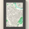 3D Vienna Map Framed - 3D printed Vienna map in a black wooden A5 frame, lit from the side