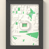 3D Wembley Stadium Map Framed - 3D printed Wembley Stadium map in a black wooden A5 frame, lit from the side