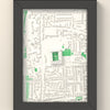3D White Hart Lane Map Framed - 3D printed White Hart Lane lost ground map in a black wooden A5 frame, lit from the side