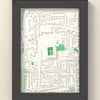 3D White Hart Lane Map Framed - 3D printed White Hart Lane lost ground map in a black wooden A5 frame, lit from the side