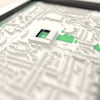 3D White Hart Lane Map Framed - Close-up across the 3D map showing the old White Hart Lane stands and green pitch standing up from the streets