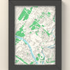 3D York Map Framed - 3D printed York map in a black wooden A5 frame, lit from the side