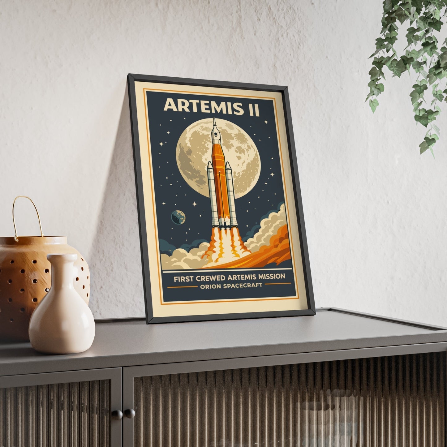 Framed Artemis II Space poster