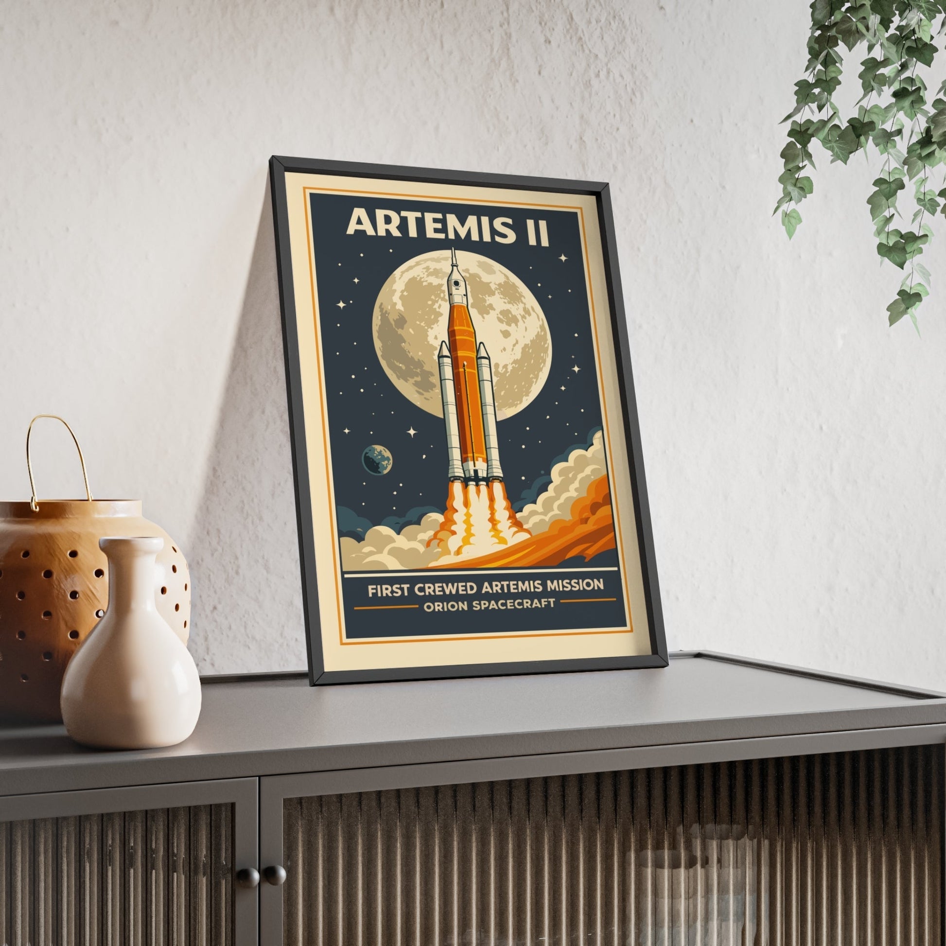 Framed Artemis II Space poster