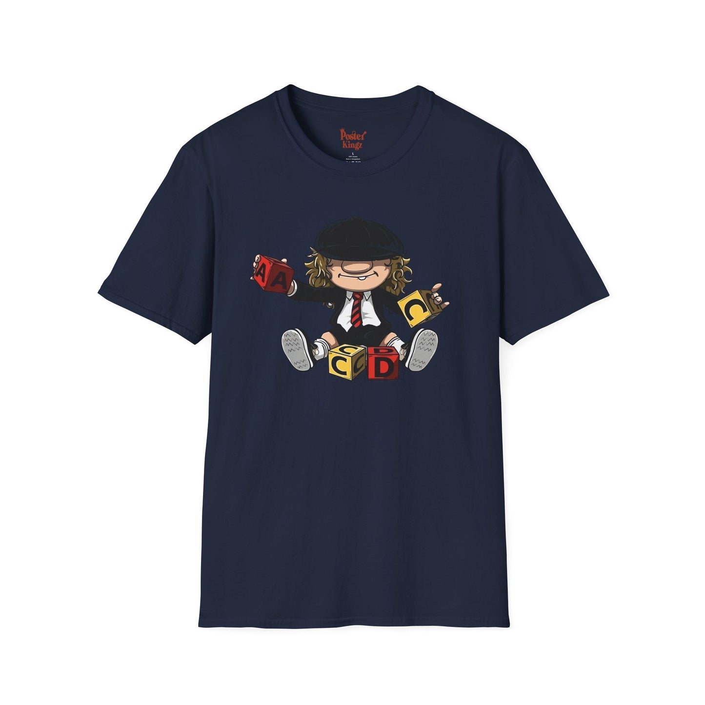 Navy t-shirt with AC/DC Baby Blocks Parody Rock