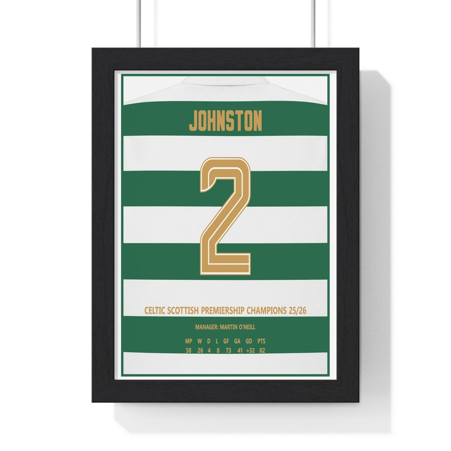 Celtic Johnston 2 Scottish Premiership Champions 2026 framed poster