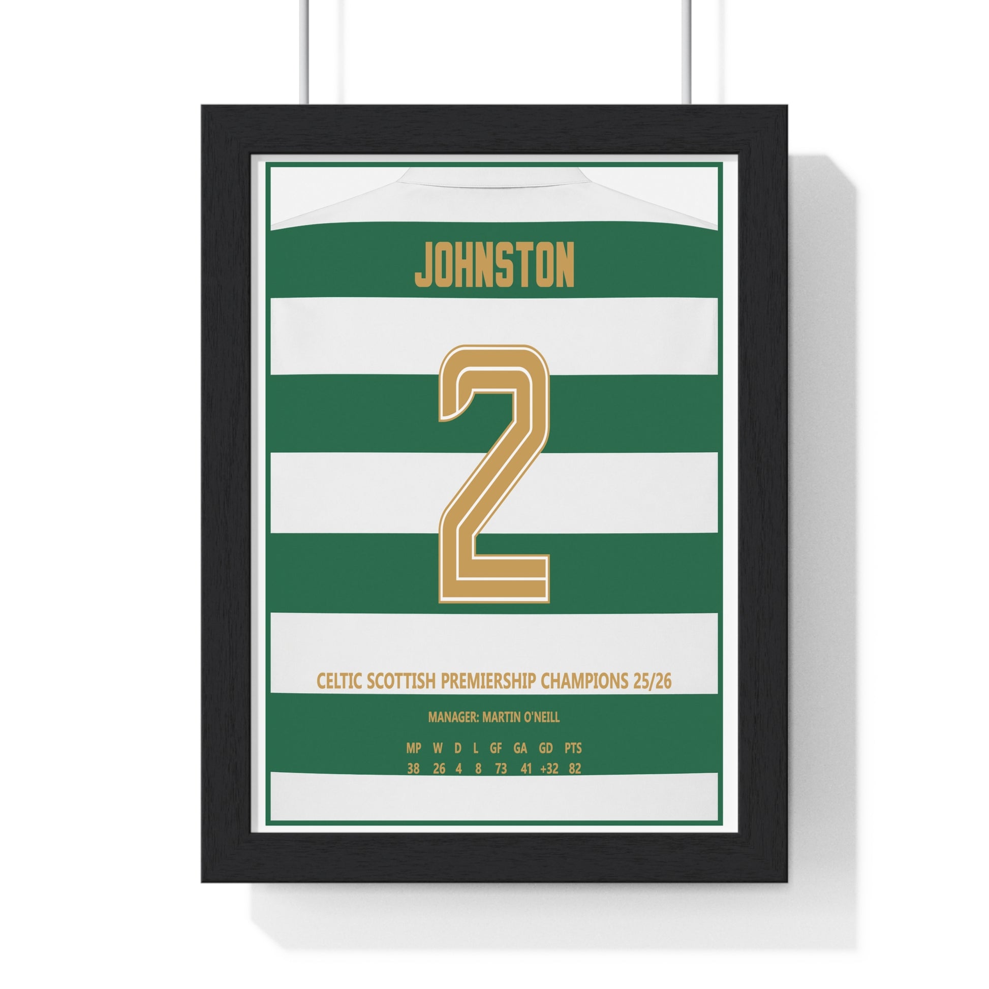 Celtic Johnston 2 Scottish Premiership Champions 2026 framed poster
