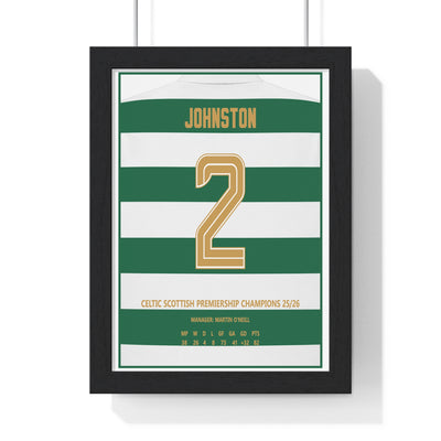 Celtic Johnston 2 Scottish Premiership Champions 2026 framed poster