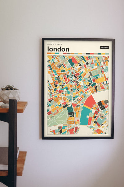 Lifestyle - Personalised City Map Print hanging on a living room wall