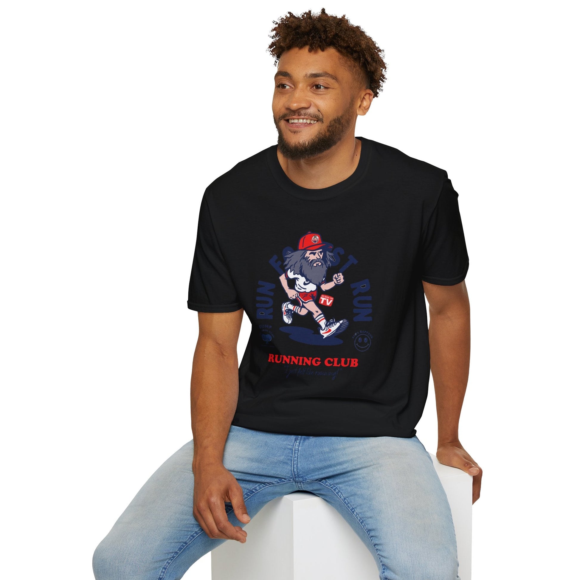 Black t-shirt with Forrest Gump Running Club Movie Parody