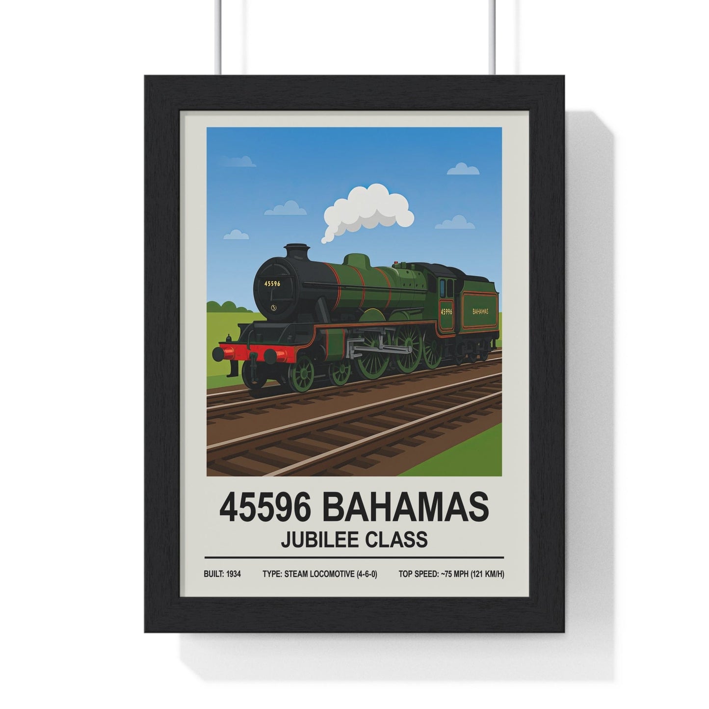 Framed 45596 Bahamas Jubilee Class Steam Locomotive poster