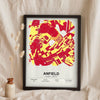 Lifestyle - Personalised Stadium Map Print leaning in a frame with dried flowers