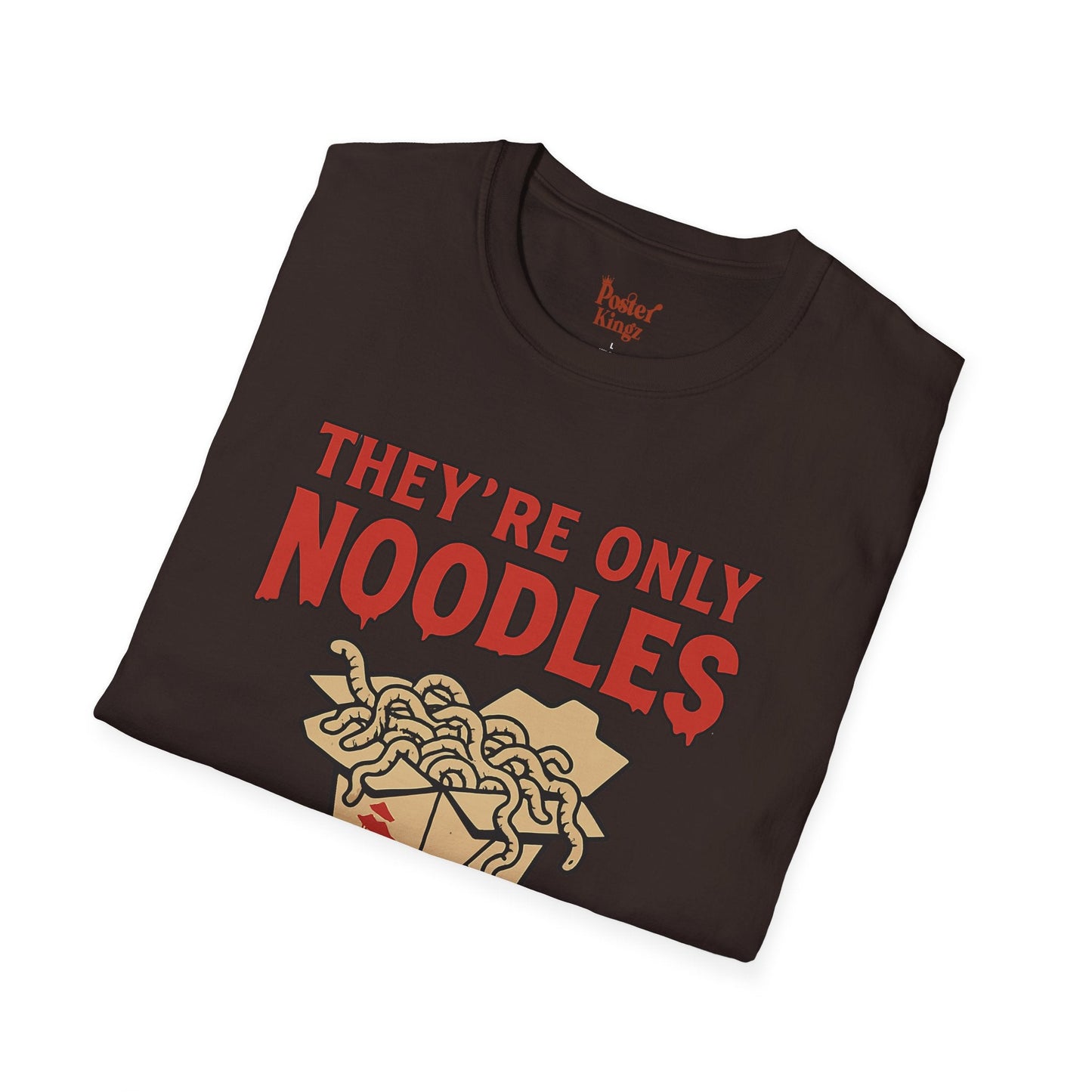 Navy t-shirt with They're Only Noodles Michael Horror Movie Parody