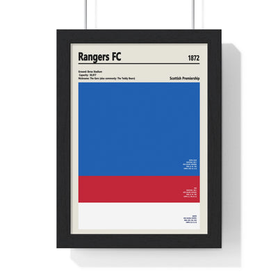 Rangers FC colour swatch print blue red and white wall art