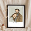 Lifestyle - Personalised Couples Line Portrait Print leaning in a frame with dried flowers