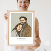 Lifestyle - Personalised Couples Line Portrait Print held by a smiling woman