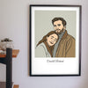 Lifestyle - Personalised Couples Line Portrait Print hanging on a living room wall