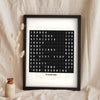 Lifestyle - Personalised Airport Destination Board Print leaning in a frame with dried flowers