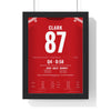 San Francisco 49ers 1982 NFC Championship Poster - Dwight Clark 87 Catch Jersey Print framed in a black frame, ready to hang