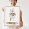 Lifestyle - Personalised Llama Print held by a smiling woman
