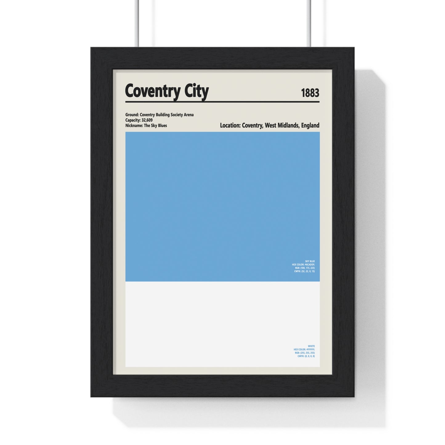 Coventry City colour swatch print featuring Sky Blue wall art