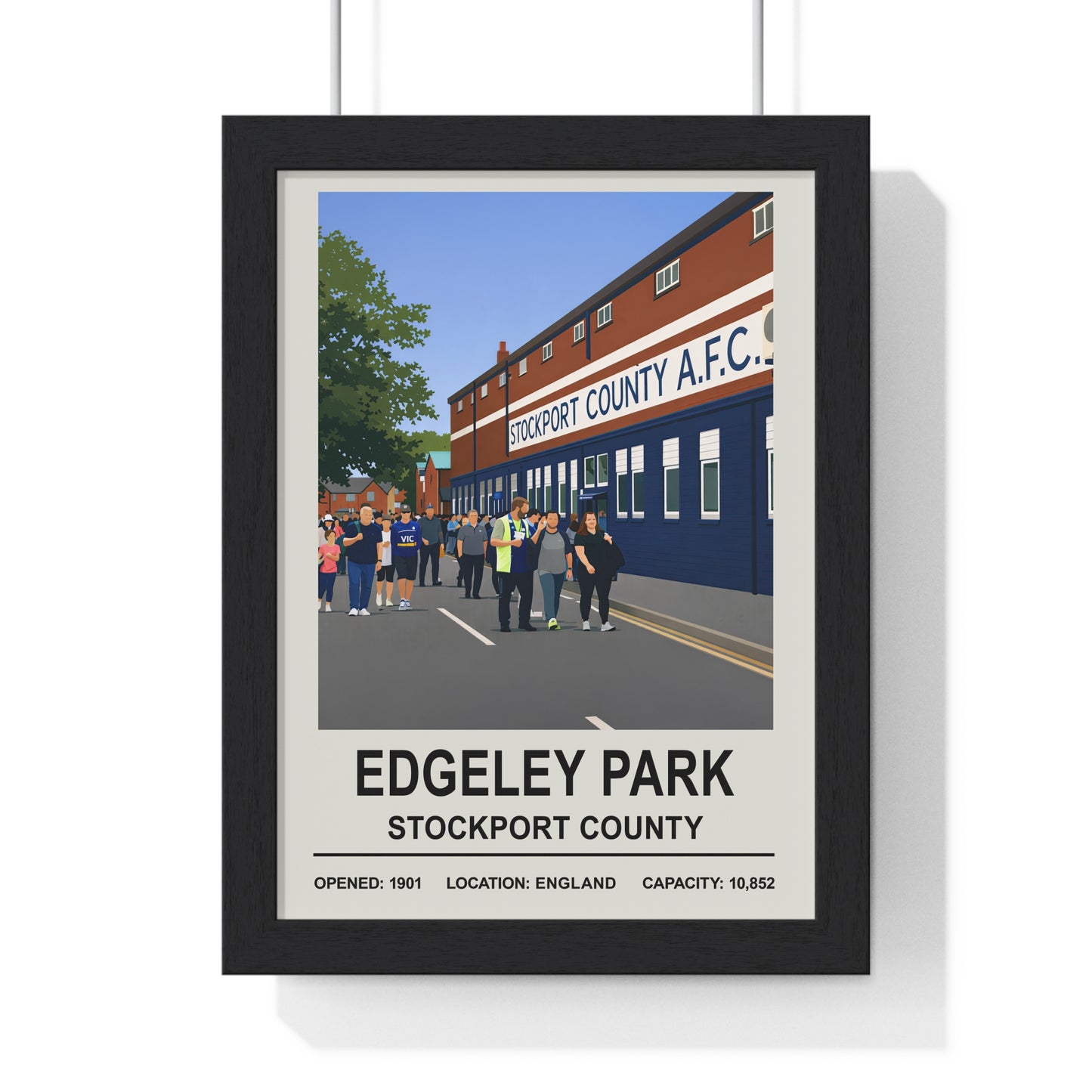 Edgeley Park illustration print Stockport County matchday scene