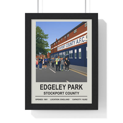 Edgeley Park illustration print Stockport County matchday scene