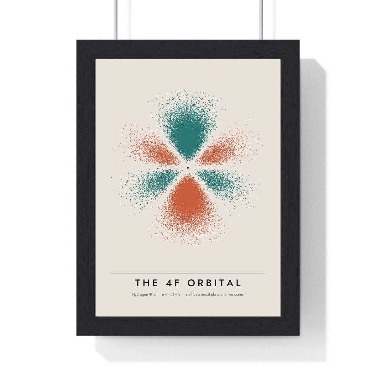 4f Orbital print framed in a black frame, ready to hang