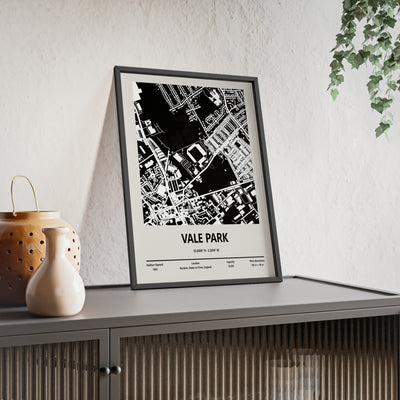Black and white Vale Park football stadium map
