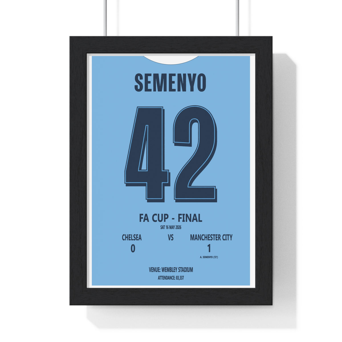 Manchester City FA Cup Final 2026 poster Semenyo 42 Wembley print