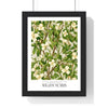 11x14-14 poster framed in black wood frame against white wall