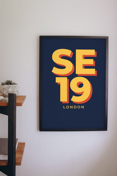 Lifestyle - Personalised Postcode Print hanging on a living room wall