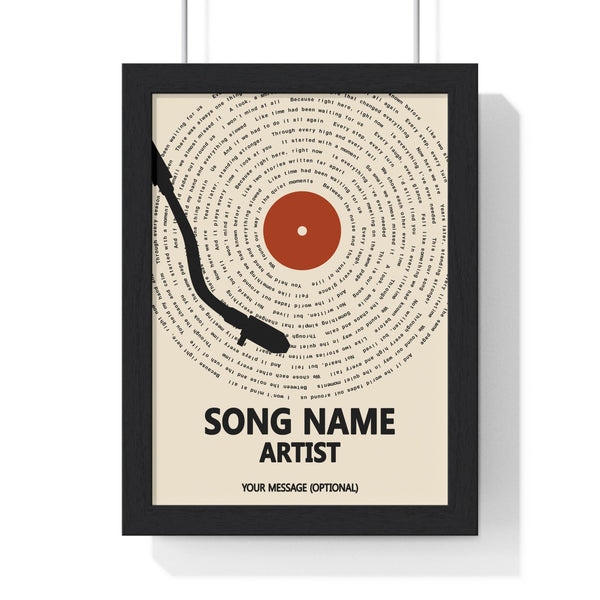 Custom song lyrics vinyl record poster vintage orange background