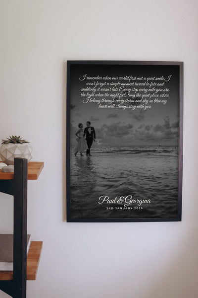 Lifestyle - Personalised Couple Song Lyrics Photo Print hanging on a living room wall