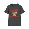 Black t-shirt with They're Only Noodles Michael Horror Movie Parody