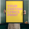 Lifestyle - Personalised Song Lyrics Print held up in a bright room