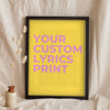 Lifestyle - Personalised Song Lyrics Print leaning in a frame with dried flowers