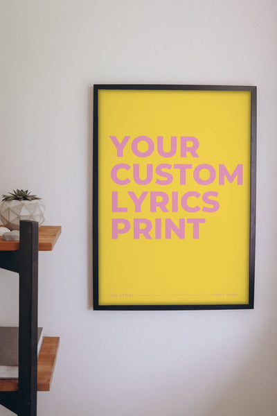 Lifestyle - Personalised Song Lyrics Print hanging on a living room wall