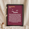 Lifestyle - Personalised Song Lyrics Print leaning in a frame with dried flowers