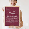 Lifestyle - Personalised Song Lyrics Print held by a smiling woman