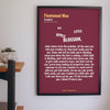 Lifestyle - Personalised Song Lyrics Print hanging on a living room wall