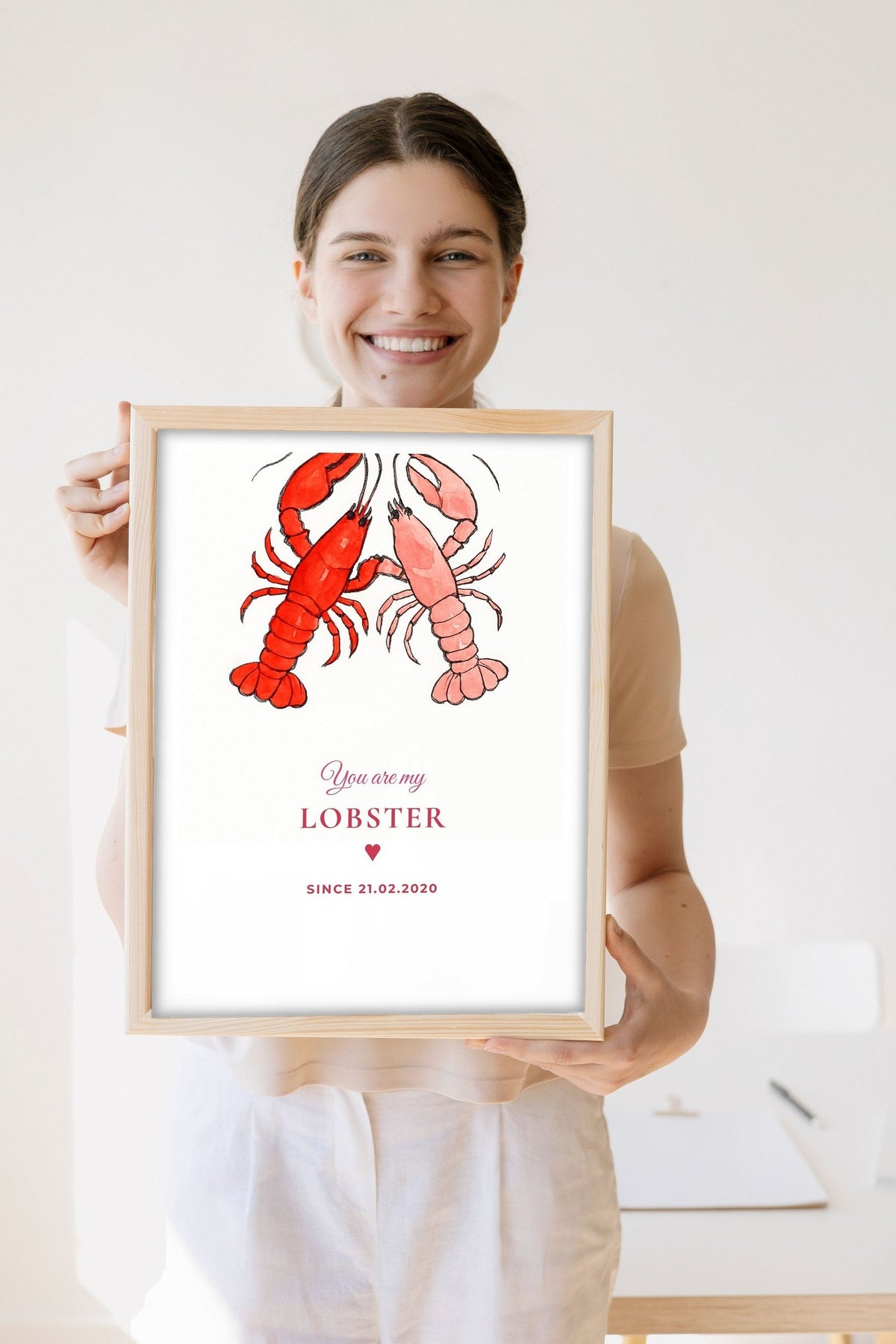 Lifestyle - You're My Lobster Personalised Print held by a smiling woman